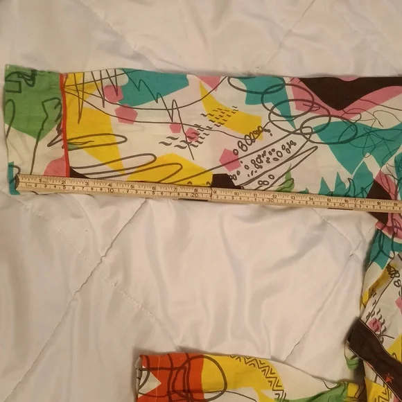 Colorful Vivante Lightweight 100% Cotton Robe - S/M - Maximalist Abstract Design - Picture 8 of 10